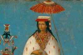 Great Princess Mama Occollo, ca 1850-70, oil on canvas mounted on wood, Cuzco, Peru, Denver Art Museum, Denver, CO, USA. Detail.
