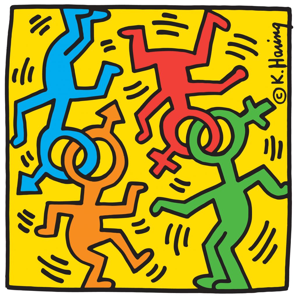 Queer art: Keith Haring, Logo for Heritage of Pride, ca. 1980s. Jo’s Art History.
