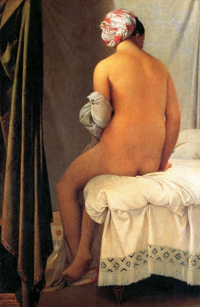 gerhard richter betty: Jean Auguste Dominique Ingres, The Bather of Valpinçon, 1808, Louvre Museum, Paris, France.
