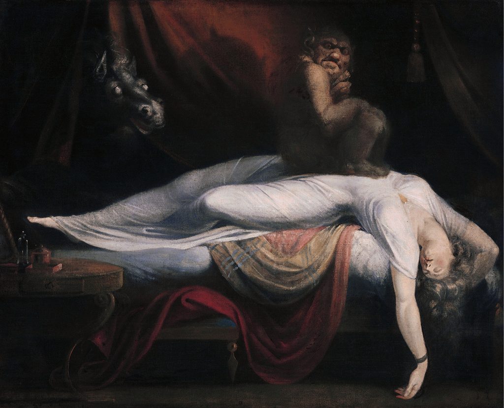 Nightmare Fuseli: Henry Fuseli, The Nightmare, 1781, The Detroit Institute of Arts, Detroit, MI, USA.
