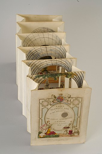 Pop-Up books: Pop-up books: Lanes Telescopic View of the Ceremony of Her Majesty Opening the Great Exhibition, 1851, V&A, London, UK
