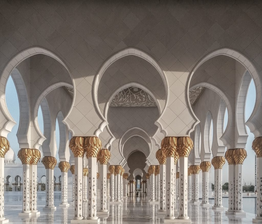 Sheikh Zayed Grand Mosque: Youssef Abdelke, Sheikh Zayed Grand Mosque, 1994–2007, Abu Dhabi, United Arab Emirates. Photograph by Jaafer Ghassan Kekhy, 2022.
