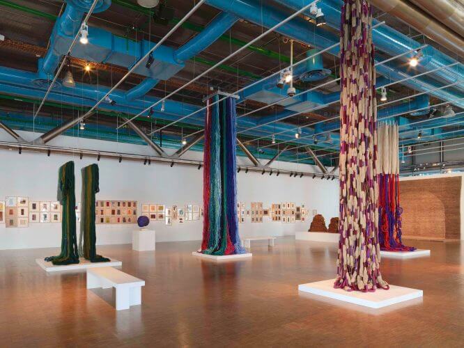 View of Sheila Hicks Textiles art at the Pompidou