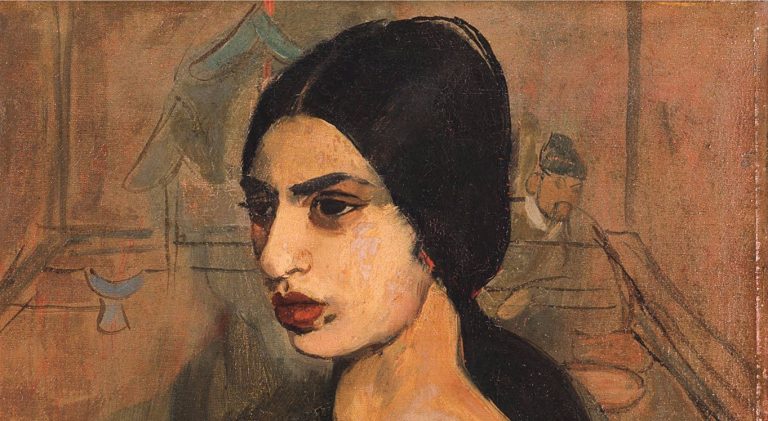 amrita sher-gil: Amrita Sher-Gil, Self-Portrait as a Tahitian, 1934, Kiran Nadar Museum of Art, New Delhi, India. Detail.
