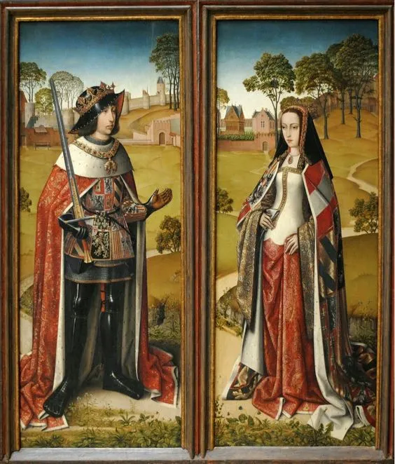 Joanna of Castile: Master of Afflighem, Wing of Last Judgement with portraits of Philip the Handsome and Joanna of Castile, Triptych of Zierikzee, 1500, Royal Museums of Fine Arts of Belgium, Brussels, Belgium. Wikimedia Commons (public domain).
