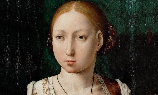 Joanna of Castile: Juan de Flanders, Joanna of Castile, 1500, Kunsthistorisches Museum Wien, Vienna, Austria. Detail.
