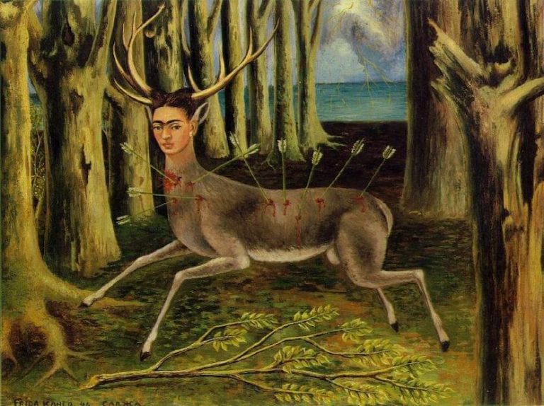 Frida Kahlo suffering paintings: Frida Kahlo, The Wounded Deer, 1946, Carolyn Farb’s Collection, Houston, TX, USA.

