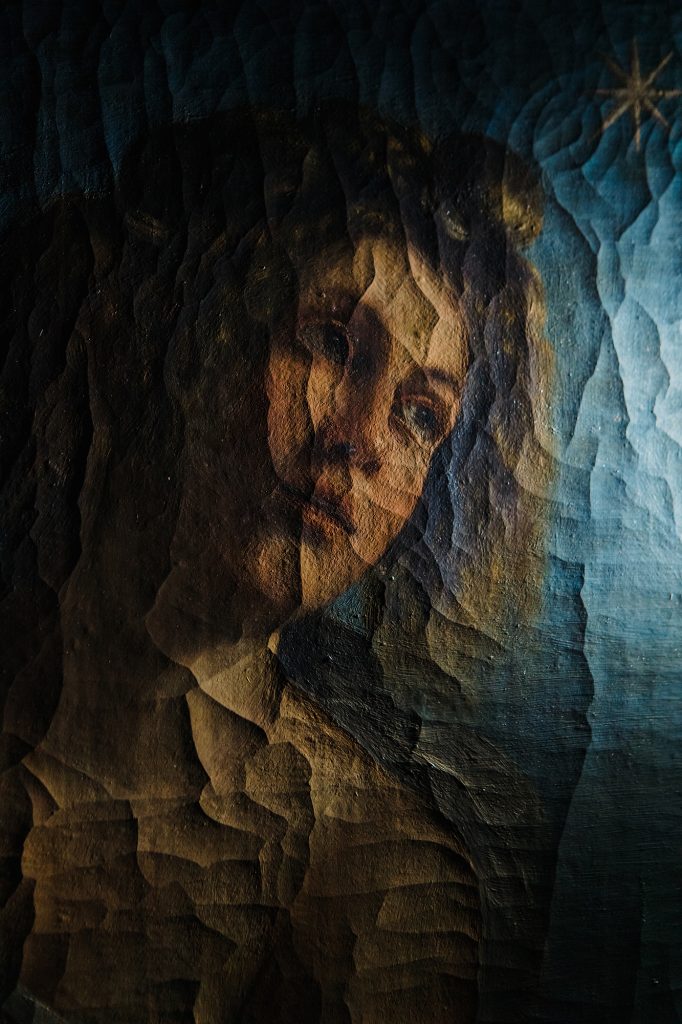 Artemisia Gentileschi, Allegory of Inclination, Detail of the face under raking light. Photo by Olga Makarowa.