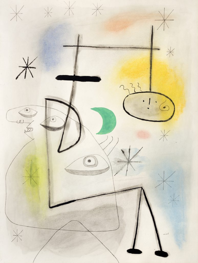 Joan Miró BAM: Joan Miró, Figures devant la lune, 1942, Galerie Lelong & Co, Paris, France.

