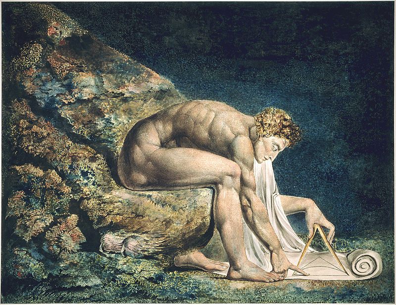 William Blake, Newton, 1804, colored print and watercolor, Tate Britain, London, UK.