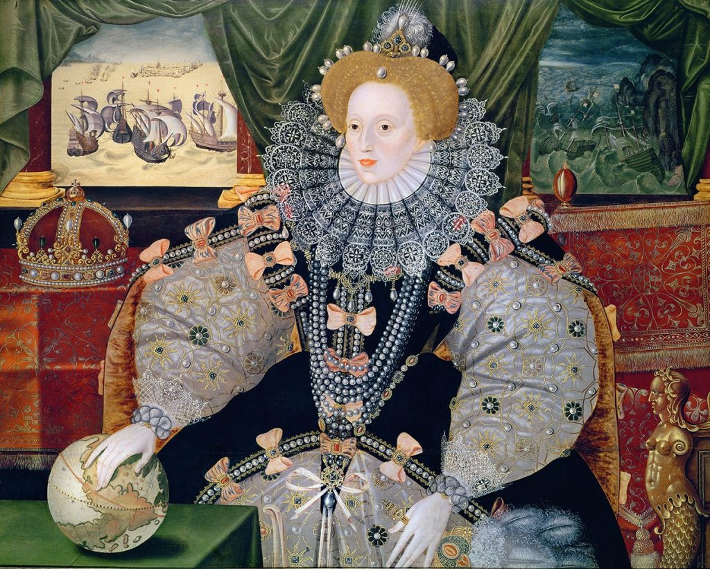 fashion icons in art: Fashion icons in art: Portrait of Elizabeth I of England, the Armada Portrait, c. 1588, Woburn Abbey, Woburn, UK. Wikimedia Commons (public domain).
