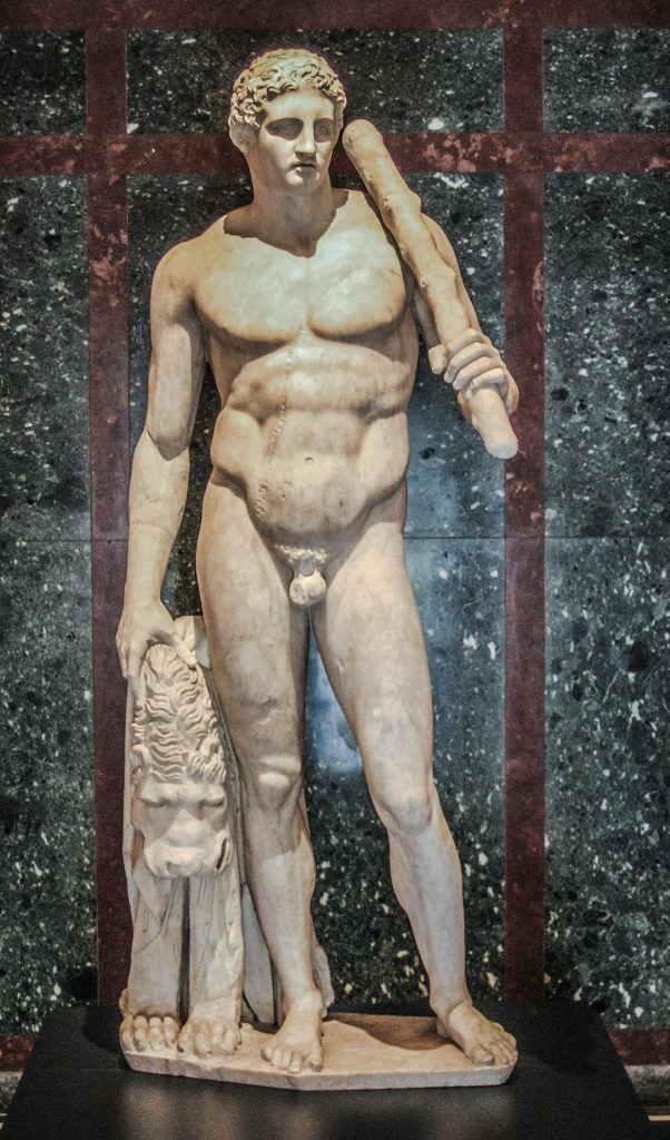 Lansdowne Heracles: The Lansdowne Heracles, ca. 125 CE, Getty Villa, Malibu, CA, USA. Photograph by Ptyx via Wikimedia Commons (CC-BY-SA-3.0).

