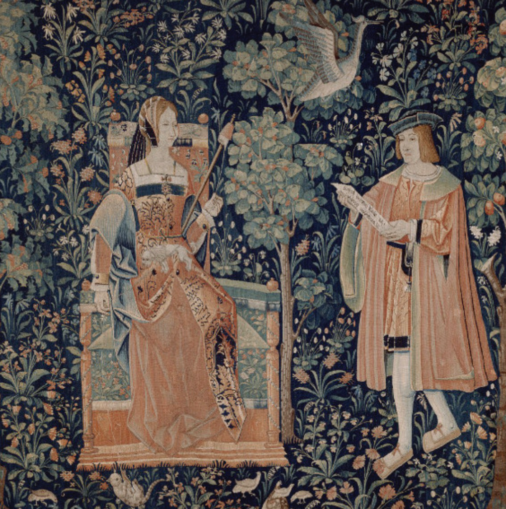 The Serpent Queen tapestries: La Lecture Parcours tapestry, 16th century, Southern Netherlands, Museé de Cluny, Paris, France.
