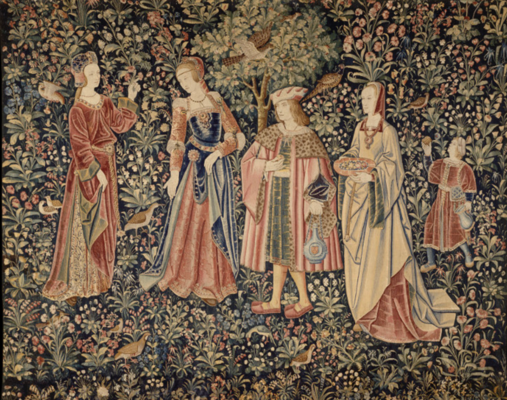 The Serpent Queen tapestries: La Promenade Tapestry, 1510-1520, Southern Netherlands, Museé de Cluny, Paris, France.