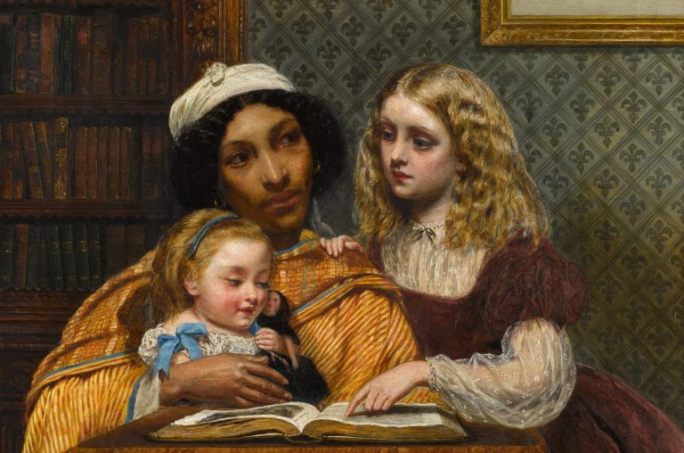 Rebecca Solomon: Rebecca Solomon, The Young Teacher, 1861, Princeton University Art Museum, Princeton, NJ, USA. Sotheby’s. Detail.
