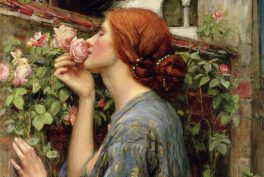 John William Waterhouse, The Soul of the Rose, 1908. Wikimedia Commons (public domain). Detail.
