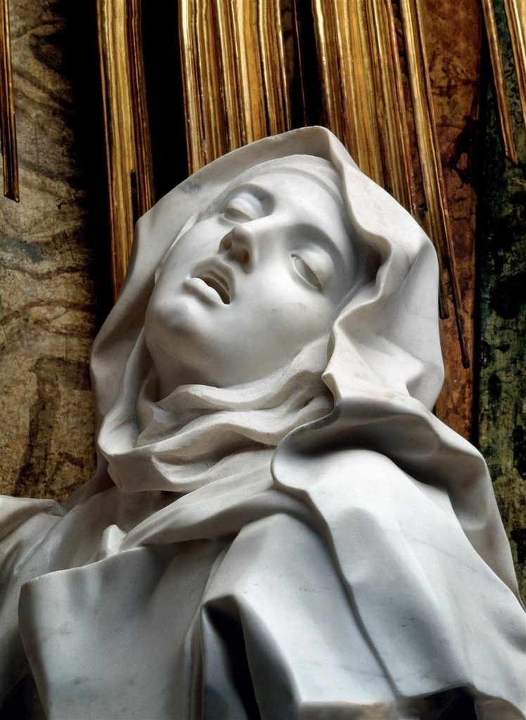 Ecstasy of Saint Teresa: Gian Lorenzo Bernini, Ecstasy of Saint Teresa, 1647-1652, Santa Maria della Vittoria, Rome, Italy. Detail. Reddit.
