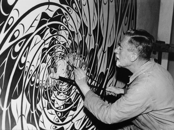 Left-handed artists: Pedro Ribeiro Simões from Lisboa, Portugal, The Artist [Maurits Cornelelius Escher] Working at His Atelier, first half of the 20th century, Museu de Arte Popular, Lisbon, Portugal.
