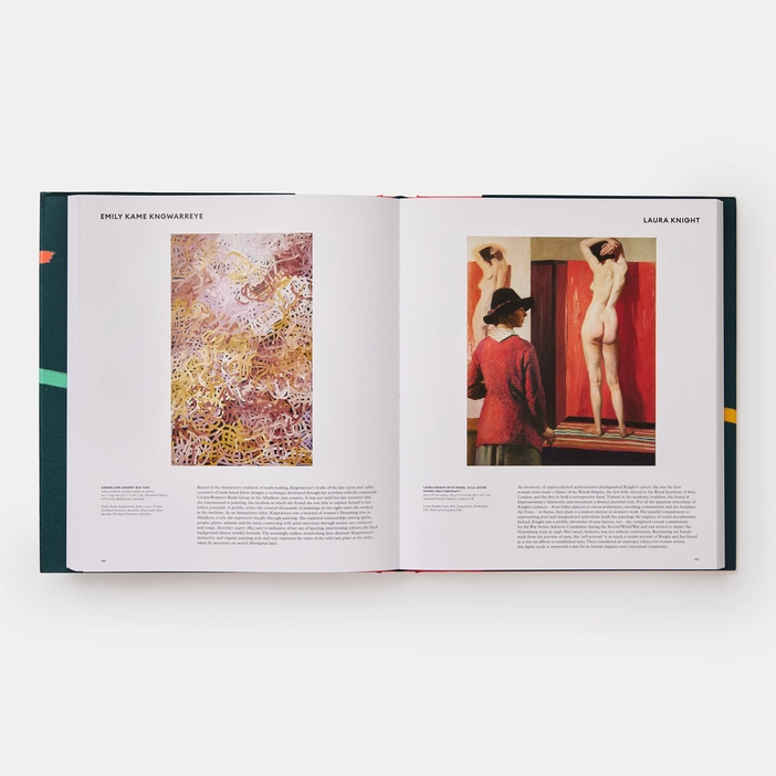 Great Women Painters: Entries on Emily Kame Kngwarreye and Laura Knight in Great Women Painters, by Phaidon Editors, published by Phaidon, 2022, pp. 162-163. Courtesy of the publisher.
