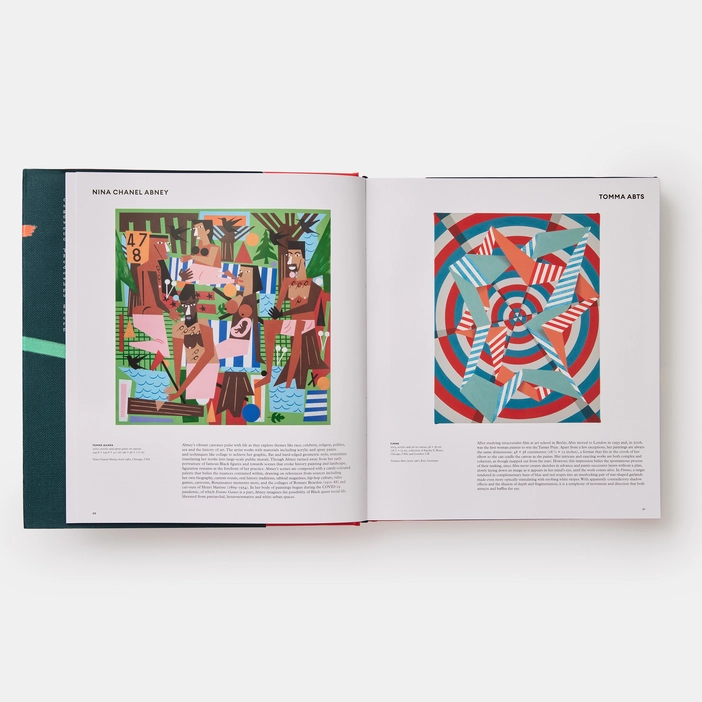 Great Women Painters: Entries on Nina Chanel Abney and Tomma Abts in Great Women Painters, by Phaidon Editors, published by Phaidon, 2022, pp. 20-21. Courtesy of the publisher.
