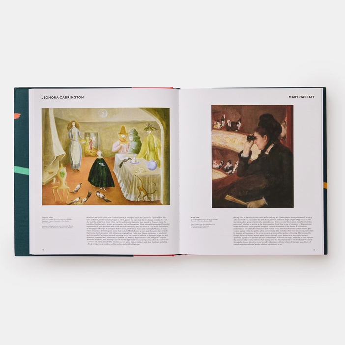 Great Women Painters: Entries on Leonora Carrington and Mary Cassatt in Great Women Painters, by Phaidon Editors, published by Phaidon, 2022, pp. 72-73. Courtesy of the publisher.
