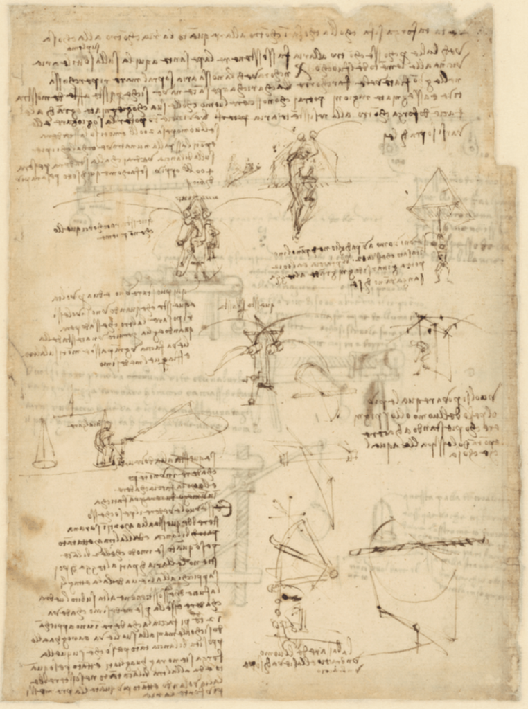 Left-handed artists: Leonardo da Vinci, Atlantic Code (Codex Atlanticus), f. 1058 verso, 1487-1490, Veneranda Biblioteca Ambrosiana, Milan, Italy.
