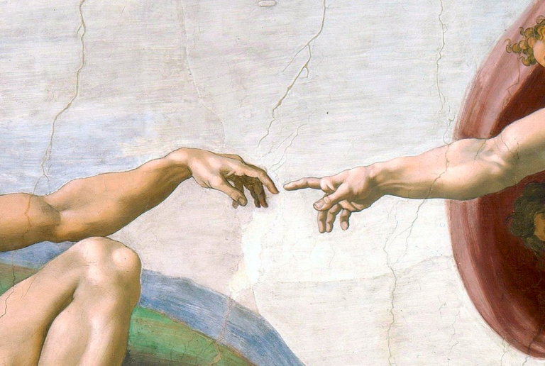 Left-handed artists: Michelangelo, The Creation of Adam, c. 1512, Sistine Chapel, Vatican City, Vatican. Detail.
