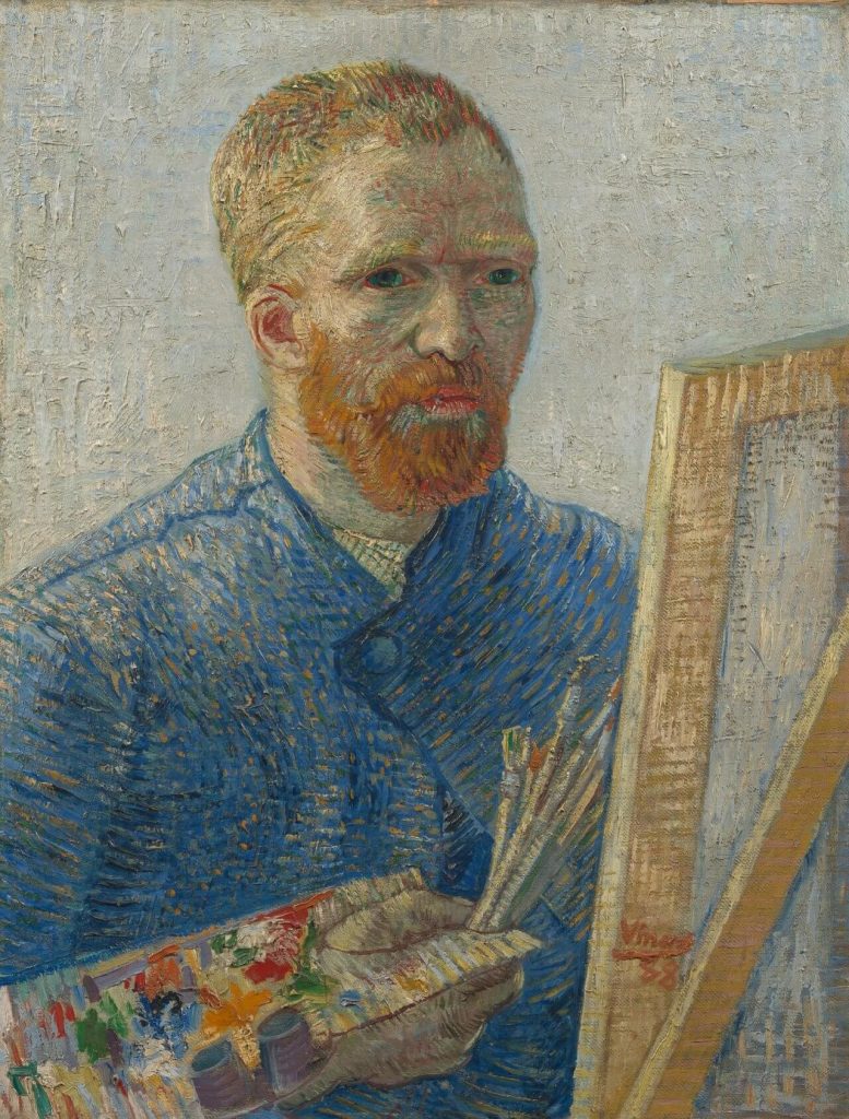 Left-handed artists: Vincent van Gogh, Self-Portrait as a Painter, 1888, Van Gogh Museum, Amsterdam, Netherlands.
