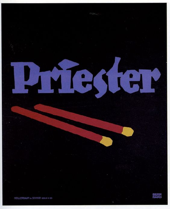 plakatstil: 
Lucian Bernhard, Priester matches, 1906. Pinterest.

