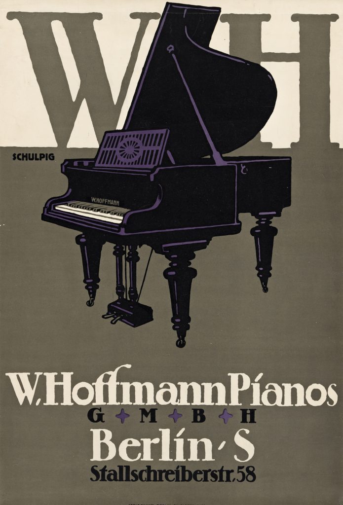 plakatstil: Karl Schulpig, W. Hoffmann Pianos, 1912. Swann Auction Galleries.
