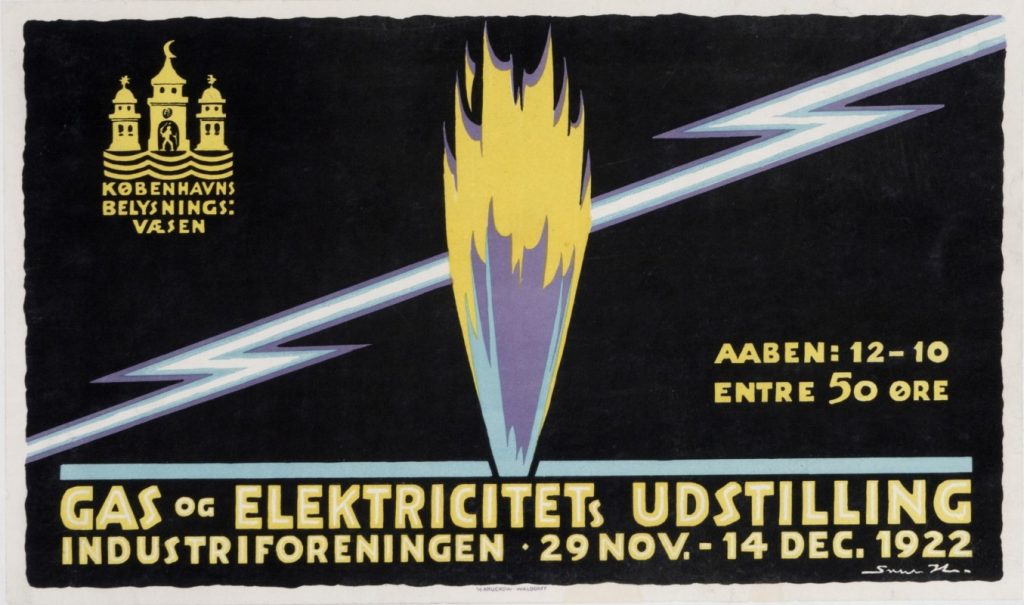 plakatstil: 
Sven Henrikksen, Gas og Elektricitets Udstilling, 1922. International Poster Gallery

