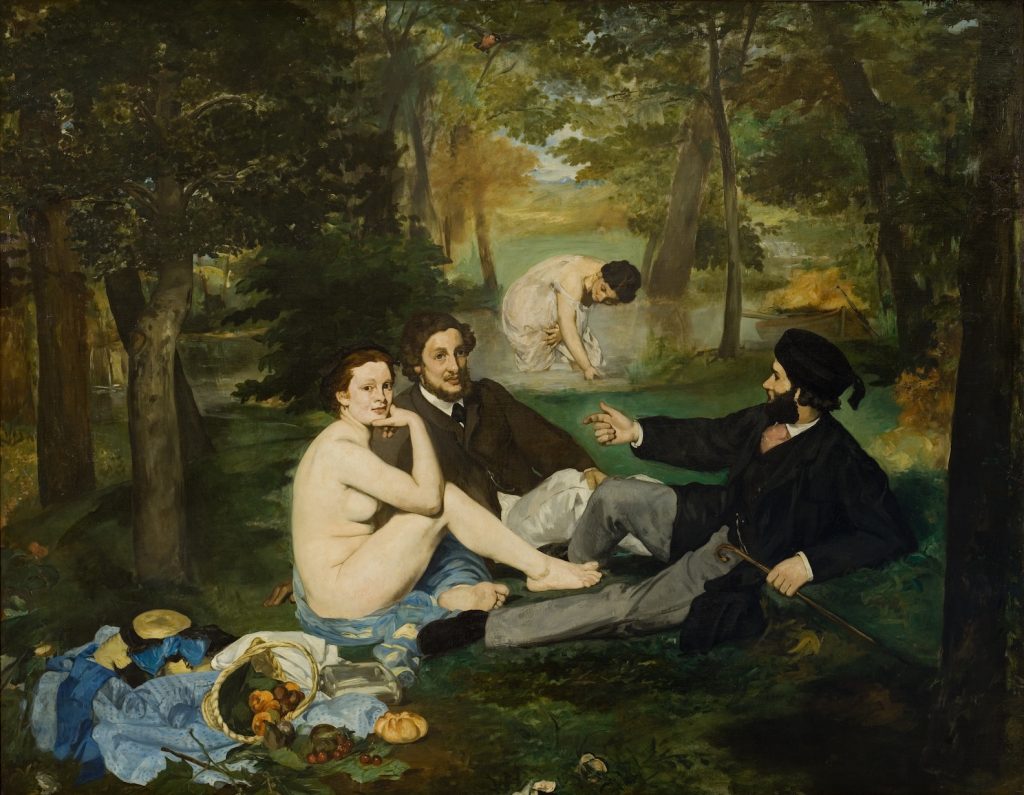 The Luncheon on the Grass: Édouard Manet, The Luncheon on the Grass (Le Déjeuner sur l’Herbe), 1863, Musée d’Orsay, Paris, France.
