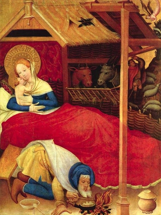 saint joseph nativity: Konrad von Soest, Nativity, 1403, Saint Nikolaus parish church, Bad Wildungen, Germany.
