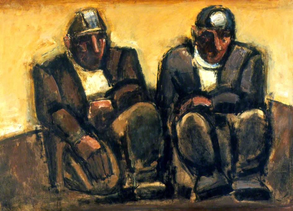 refugee artists wales: Refugee Artists in Wales: Joseph Herman, Miners, Southampton City Art Gallery, Southampton, UK.
