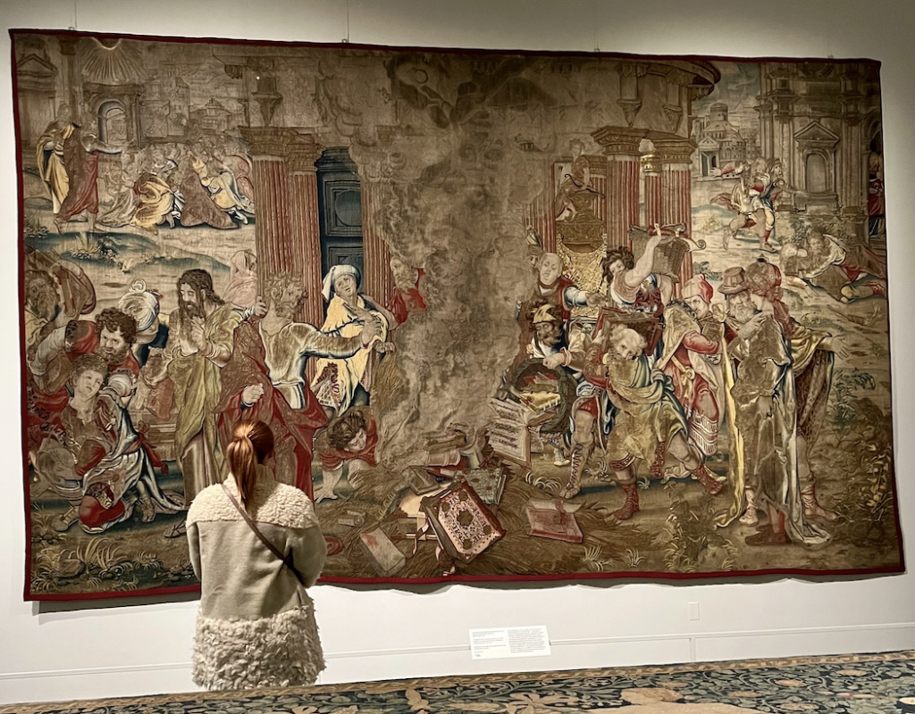 Renaissance Tapestries: Designed by Pieter Coecke van Aelst, Saint Paul Directing the Burning of the Heathen Books, from a nine-piece set of the Life of Saint Paul, before 1539, The Metropolitan Museum of Art, New York, NY, USA. Photo by the author.
