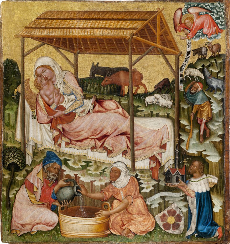 saint joseph nativity: Master of Vyšší Brod, Nativity, 1345–1350, National Gallery in Prague, Prague, Czech Republic.

