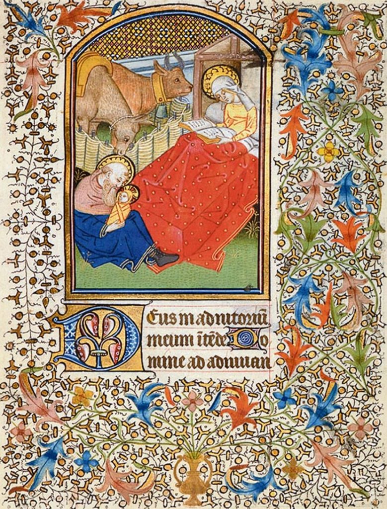 saint joseph nativity: The Nativity, from Besançon Book of Hours, 15th century, Fitzwilliam MS 69, f. 48r, The Fitzwilliam Museum, Cambridge, UK.
