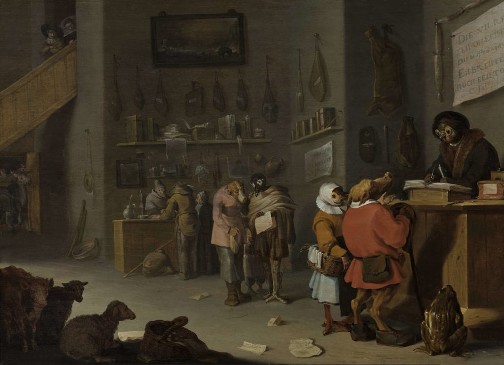Cornelis Saftleven: Cornelis Saftleven, Who Sues for a Cow?, 1629, oil on wood panel, Museum Boijmans Van Beuningen, Rotterdam, Netherlands.
