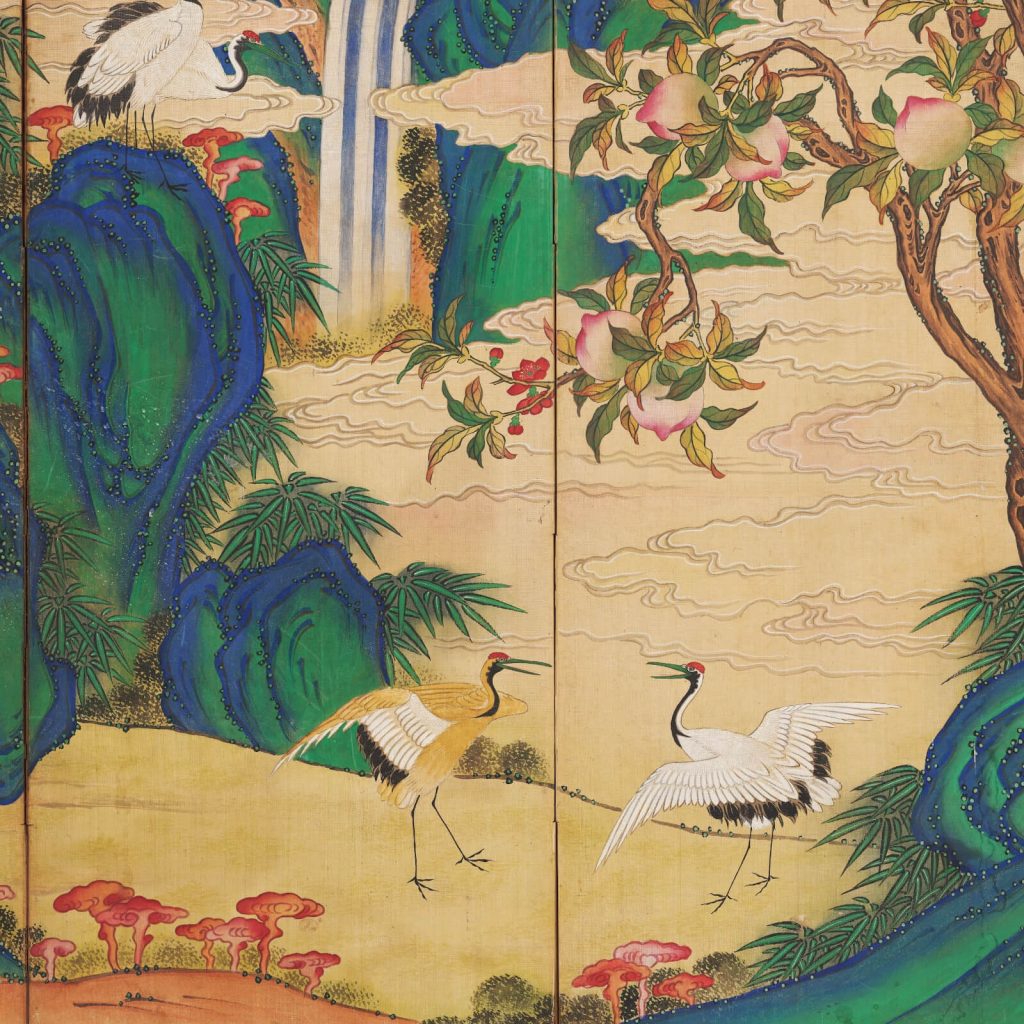 Ten Symbols of Longevity: Ten Symbols of Longevity, Joseon Dynasty, ca 1866-1910, ink and color on silk, Ewha Womans University Museum, Seoul, South Korea. Detail.

