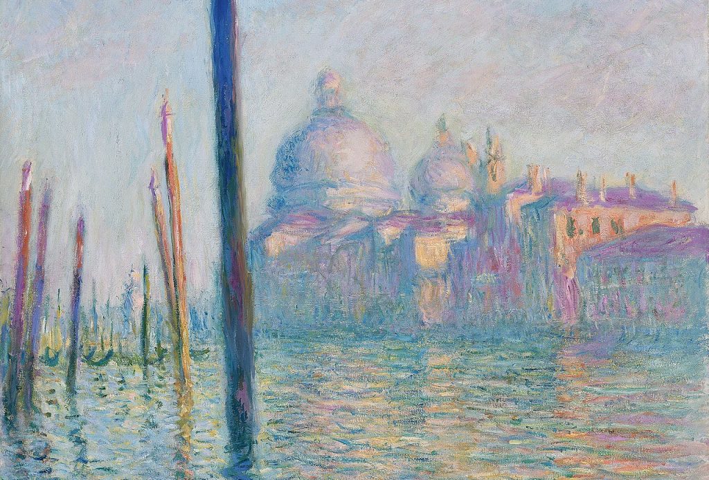 Venice in art: Claude Monet, Grand Canal, 1908, Museum of Fine Arts, Boston, MA, USA. Wikimedia Commons (public domain).
