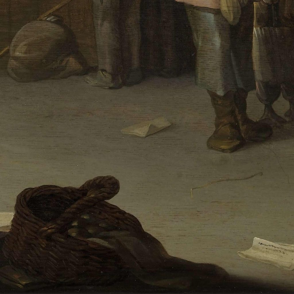 Cornelis Saftleven: Cornelis Saftleven, Who Sues for a Cow, 1629, Museum Boijmans Van Beuningen, Rotterdam, Netherlands. Detail.
