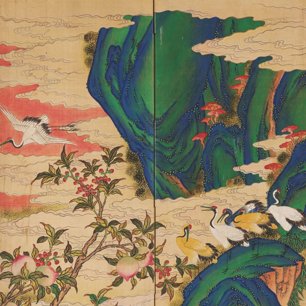 Ten Symbols of Longevity: Ten Symbols of Longevity, Joseon Dynasty, ca 1866-1910, ink and color on silk, Ewha Womans University Museum, Seoul, South Korea. Detail.
