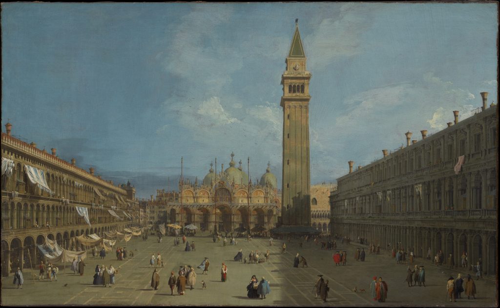 Venice in art: Canaletto (Giovanni Antonio Canal), Piazza San Marco, late 1720s, Metropolitan Museum of Art, New York, NY, USA. Museum’s website.
