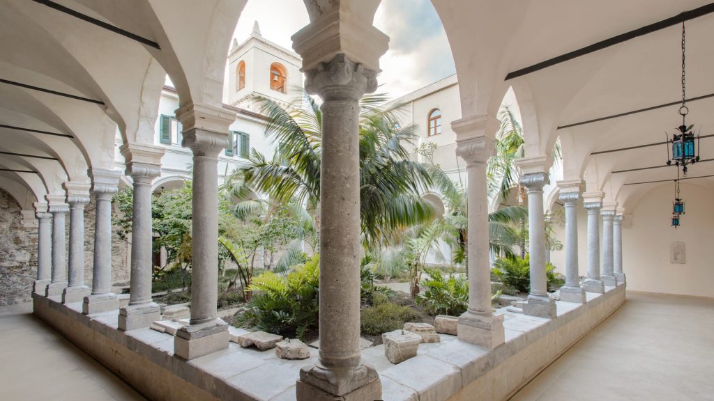 The White Lotus: The cloister courtyard, San Domenico Palace, Taormina, Italy. Peter Vitale/Four Seasons.

