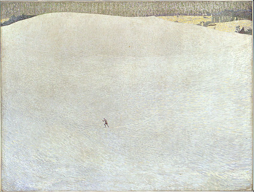 Skiing in art: 
Skiing in Art: Cuno Amiet, Snowy Landscape (Deep Winter), 1904, Musée d’Orsay, Paris, France.

