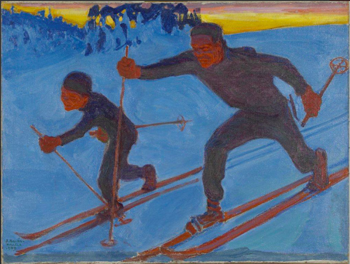 Skiing in art: Skiing in Art: Akseli Gallen-Kallela,  The Skiers Akseli and Jorma Gallen-Kallela, 1909, private collection. MeisterDrucke.
