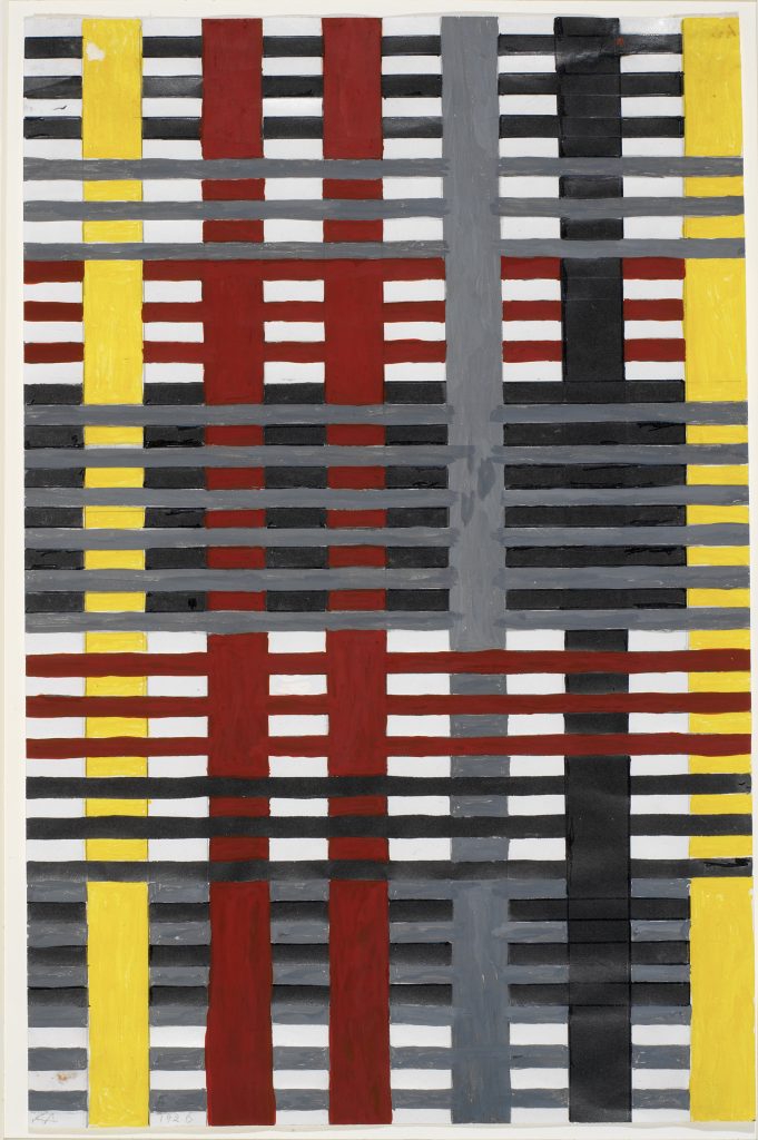 Anni Albers: Anni Albers, Study for Unfinished Hanging, gouache with pencil, 1926, The Josef and Anni Albers Foundation via Guggenheim Bilbao.
