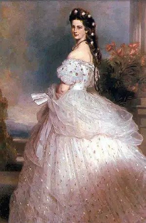 royal fashion: Franz Xaver Winterhalter, The Empress Elizabeth of Austria, 1865, The Schönbrunn Palace, Vienna, Austria. Wikimedia Commons (public domain).
