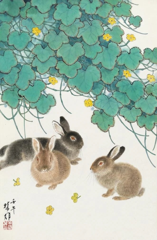 Lunar New Year rabbit: Fang Chuxiong, Three Rabbits, 2002, private collection. Mutual Art.
