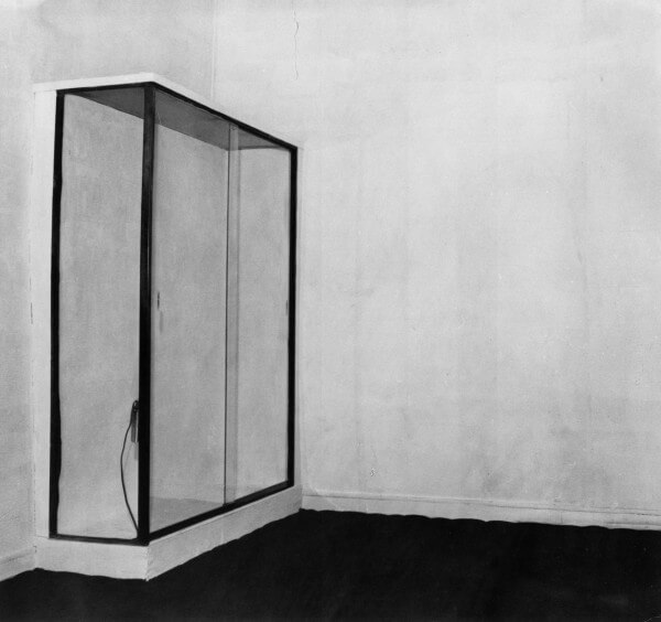 Yves Klein not blue: Yves Klein, La spécialisation de la sensibilité à l’état de matière première en sensibilité picturale stabilisée (Vide), 1958, Iris Clert Gallery, Paris, France.

